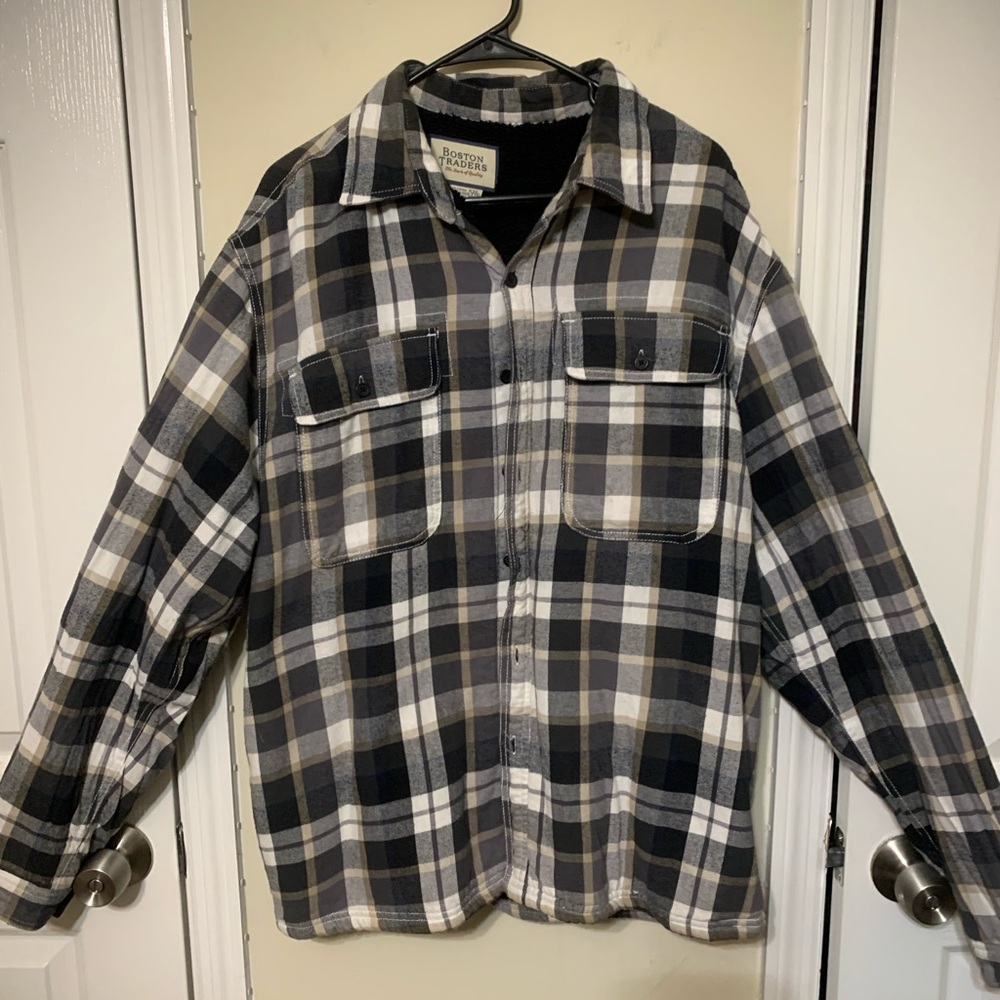 Boston Traders Black and Gray Checkered Shirt Jacket
